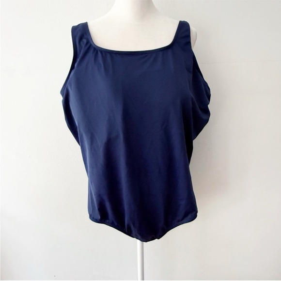 Lands End Women One Piece Classic Swimsuit Sz 22W DD Nautical Coastal Beach - Picture 1 of 4